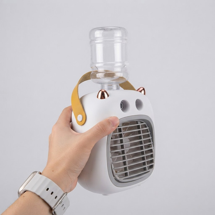 پنکه مه پاش و مرطوب کننده چرخشی هوا-شارژی قابل حمل مدل Mini Cool (۴ حالته + مخزن آب)پایه گردان اتوماتیک