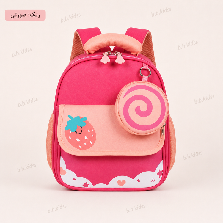 کولهپشتی کودک Fashion Bag مدل میوهای با کیف گرد آویز | مناسب ۲ تا ۶ سال