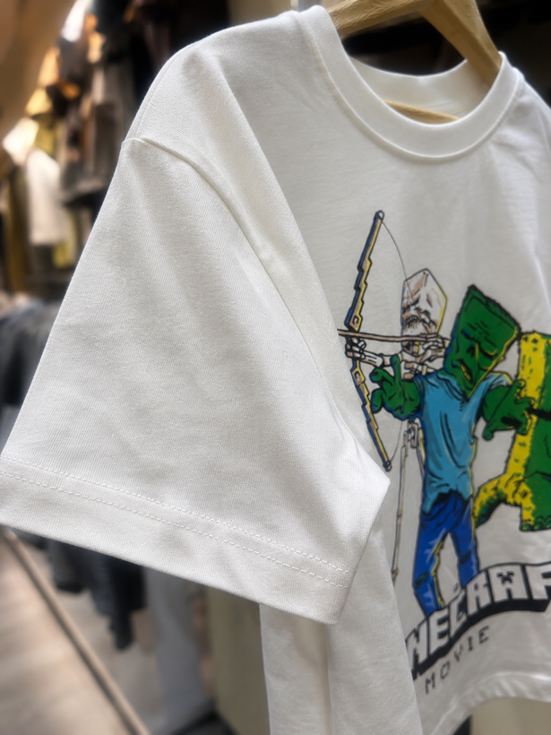 تیشرت بچگانه سفید طرح ماینکرفت ZARA ساخت ترکیه