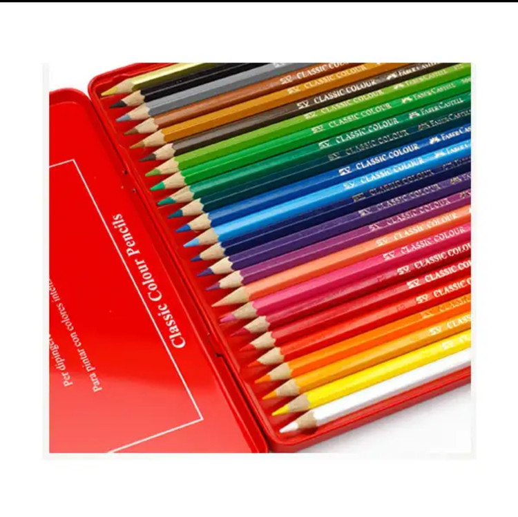 مداد رنگی ۲۴ رنگ اورجینال فابر کاستل مدل Classic وارداتی با جعبه فلزی