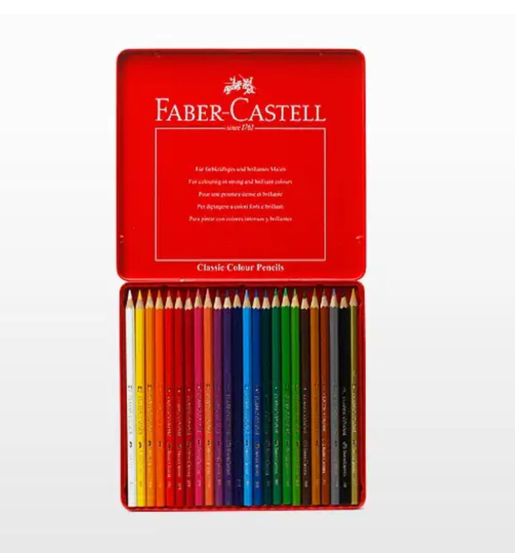 مداد رنگی ۲۴ رنگ اورجینال فابر کاستل مدل Classic وارداتی با جعبه فلزی