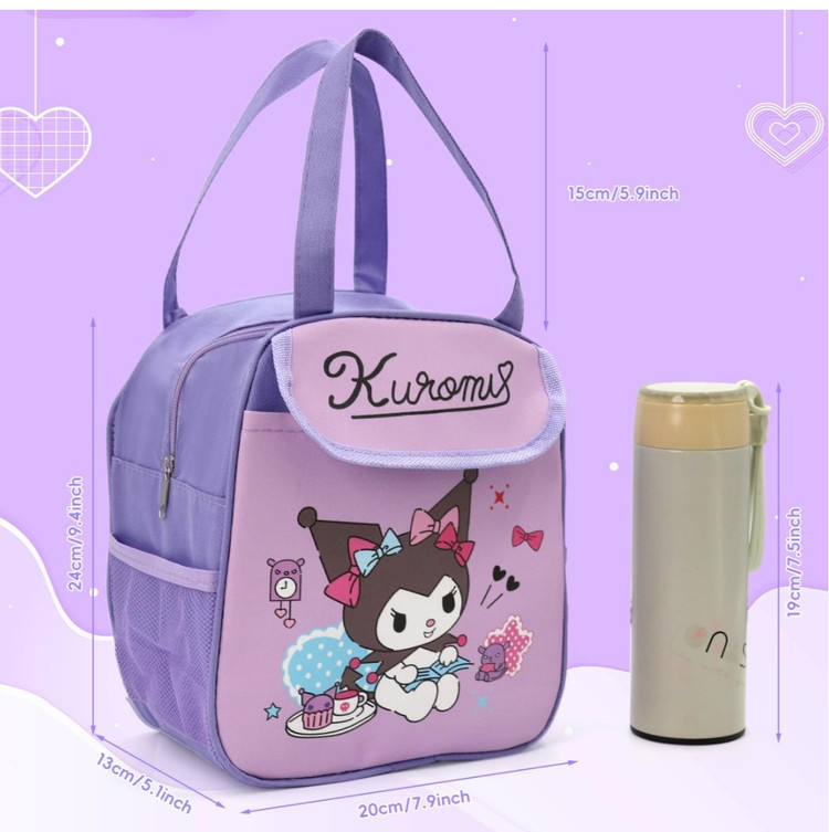 کیف غذای عایقدار کودک کرومی مدل Cute Kuromi Lunch Bag