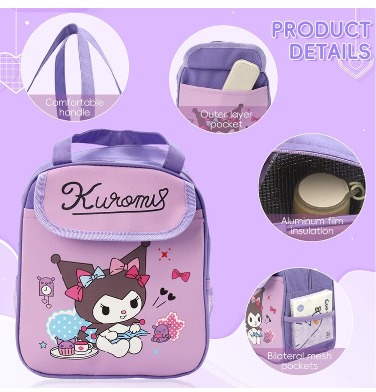 کیف غذای عایقدار کودک کرومی مدل Cute Kuromi Lunch Bag