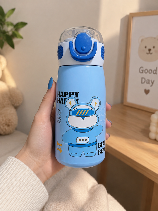 قمقمه کودک Happy Bear ظرفیت 620 میلیلیتر با مخزن استیل 316 و صافی فلزی