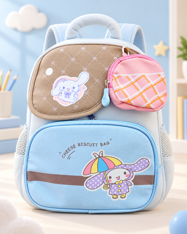 کوله پشتی فانتزی سینامورول Cinnamoroll Biscuit با کیف آویز
