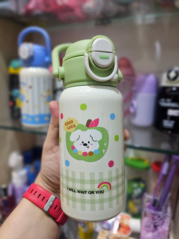 تراول ماگ فانتزی My Cup مدل کودکانه استیل دوجداره 316 با نی و آساننوش ۵۰۰ میل دستهدار