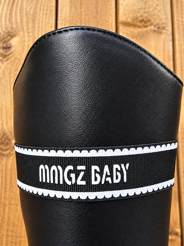بوت ساقبلند بچگانه وارداتی مدل MMGZ BABY مشکی، زیپدار با زیره ضخیم شیاردار